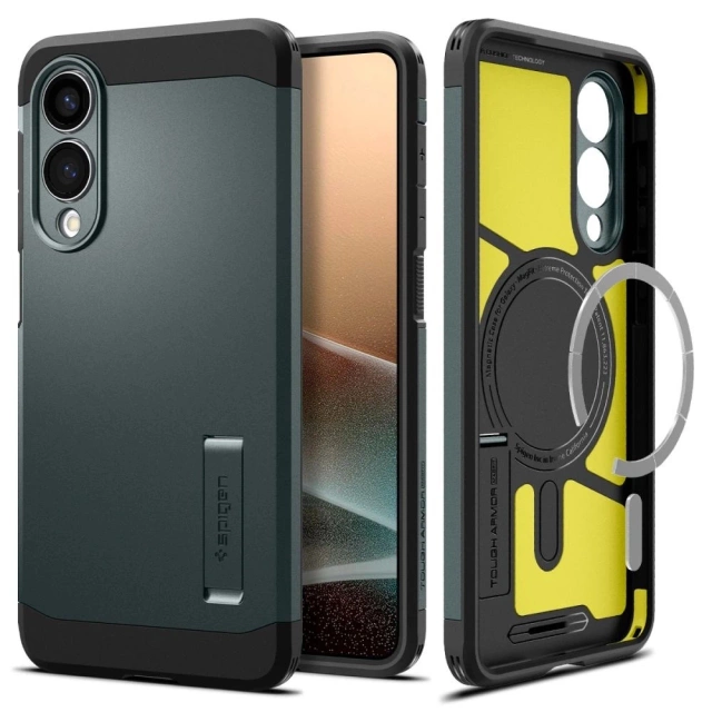 Etui do Samsung Galaxy S25 Edge Spigen Tough Armor Mag Zielono-Czarne