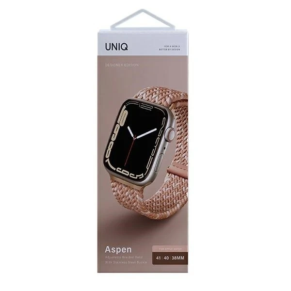 UNIQ Aspen strap for Apple Watch 40/38/41mm Series 4/5/6/7/8/SE/SE2 Braided DE pink/citrus pink