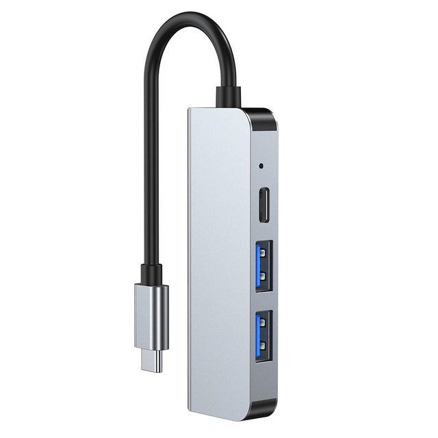 Hub adaptér 2x USB-A HDMI USB-C V2-HUB 4w1 USB-C sivá
