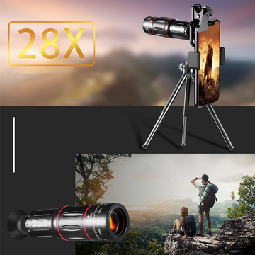 Phone Lens Telescope Spotting Scope Alogy Tripod Monocular 28x Zoom Tripod Phone Holder Black