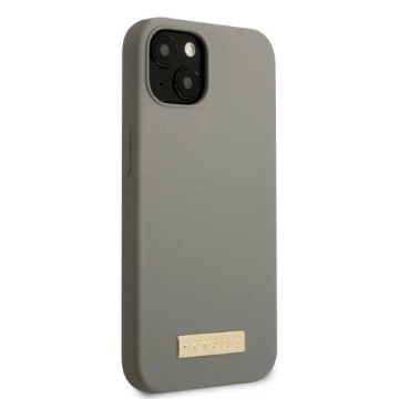 Etui Guess GUHMP13SSPLG do iPhone 13 mini 5,4" szary/grey Hard Case Silicone Logo Plate MagSafe