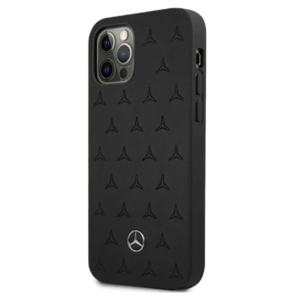 Etui Mercedes MEHCP12LPSQBK для iPhone 12 Pro Max 6,7" чорний/чорний жорсткий чохол Leather Stars Pattern