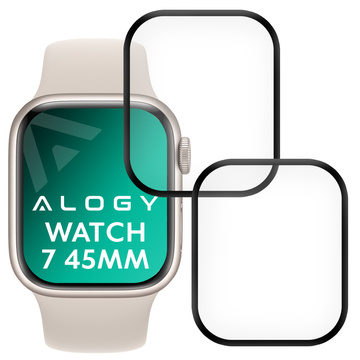 2x ohybné sklo Alogy 3D pre Apple Watch 7 45 mm čierne