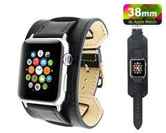Kožený řemínek manžety Apple Watch Manžeta 1/2/3/4/5/38 / 40 mm černá
