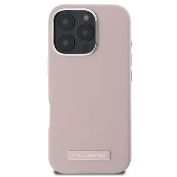 Karl Lagerfeld Hülle für iPhone 16 Pro 6,3" Rosa MagSafe Hardcase FW Metallplatte