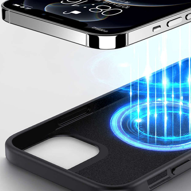 MagSafe Case Ultra Slim Mag Alogy pro Apple iPhone 13 Pro Qi Chargers Černá bezdrátová nabíječka