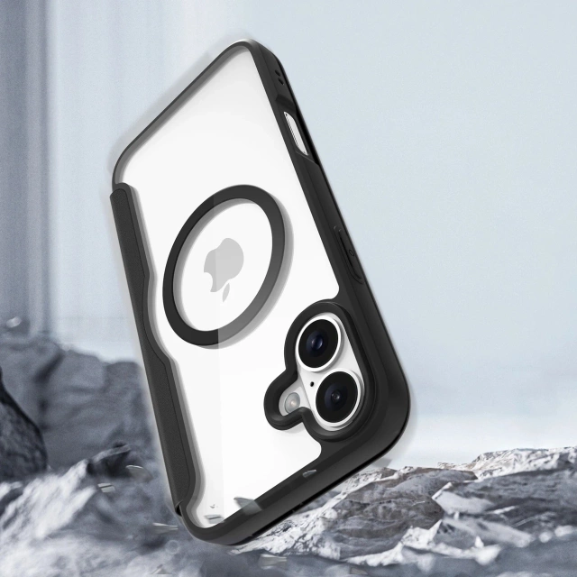 Flipové puzdro MagSafe pre iPhone 16 Dux Ducis Skin X Pro, čierne