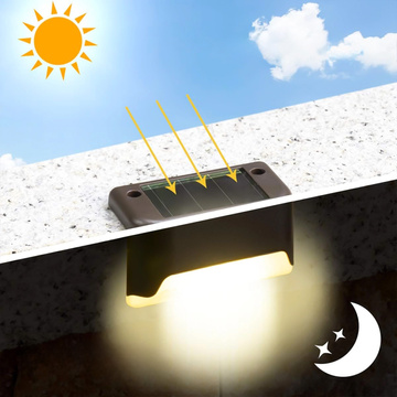 LED solární zahradní lampa, sada 8x, na terasu, balkon, schody, zábradlí, se soumrakovým senzorem, AAA baterie, černá