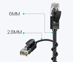 Kabel UGREENEthernet propojovací kabel RJ45 Cat 6A UTP 1000Mbps 5 m černý (70654)