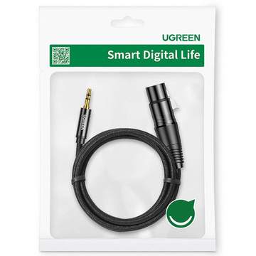 Аудіокабель AV182 UGREEN XLR гніздо на jack 3.5 male 2м чорний