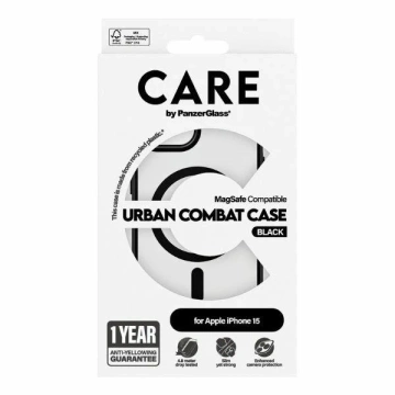Чохол CARE від PanzerGlass Urban Combat для iPhone 15 6.1" з захисним покриттям MagSafe Black