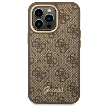Etui Guess GUHCP14XHG4SHW pro Apple iPhone 14 Pro Max 6,7" brązowý/hnědý pevný obal 4G Vintage Gold Logo
