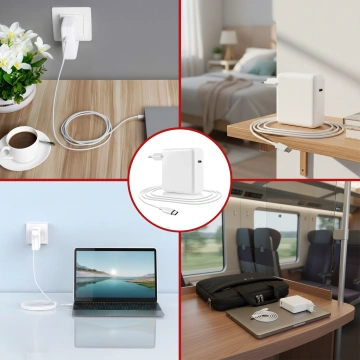 Charger Power Adapter for Apple MacBook Alogy Universal Charger Cable 2m USB-C to USB-C Fast Charging PowerDelivery PD 61W White