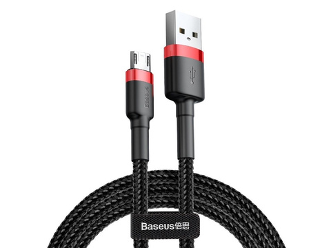 Cable 3m Baseus Cafule durable nylon micro USB 2A cord Red