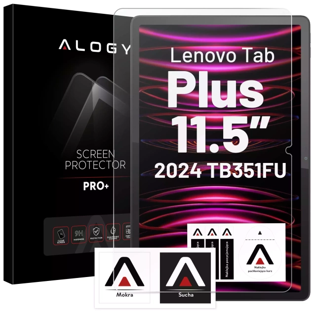 Ochranné sklenené puzdro pre Lenovo Tab Plus 11,5" 2024 TB351FU, puzdro Alogy Book Cover, puzdro na tablet, ružové, stylus zadarmo