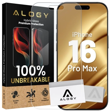 Захисне скло "SHRAPPROOF" для Apple iPhone 16 Pro Max hybrid Alogy Flexi Full Glass 9H, плоский повноекранний корпус