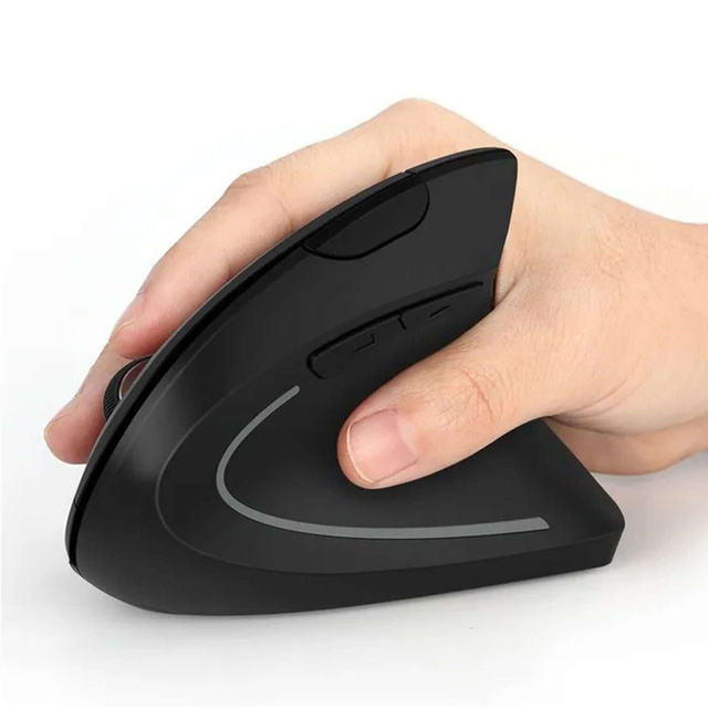 Wireless vertical gaming mouse vertical ergonomic for laptop PC right-handed silent Black
