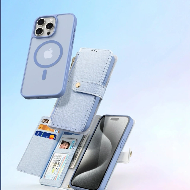 Kožené puzdro na iPhone 15 Dux Ducis Lawa MagSafe Blue