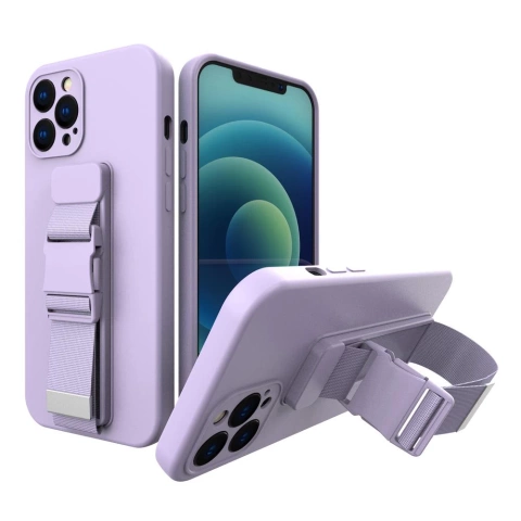 Pouzdro na lano Gelové pouzdro s řetízkem na šňůrku taška na šňůrku na krk iPhone 11 Pro fialová
