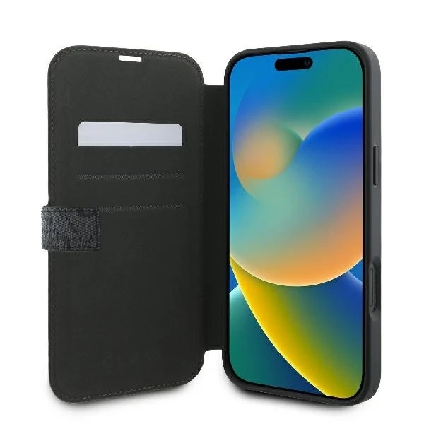 Guess GUBKP16M4GMGGR iPhone 16 Plus 6.7" čierna/čierna kniha 4G kovové logo