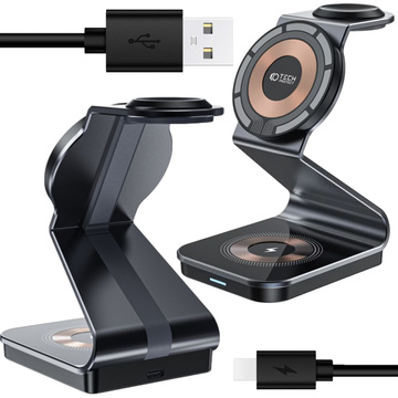 TECH-PROTECT QI15W-A29 3IN1 MAGNETISCHES MAGSAFE KABELLOSES LADEGERÄT SCHWARZ