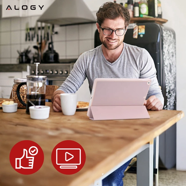 Puzdro na Apple iPad 10.2 9 Gen 8/7 2021/2020/2019 Smart Pencil Case Alogy TPU Kryt na tablet Ružové sklo