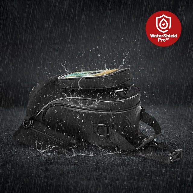 Motorradtasche mit abnehmbarer Handyhülle, wasserdichte Motorradtasche mit Fächern und Tankhalterung, geräumig und robust, MotoRider™ – Schwarz