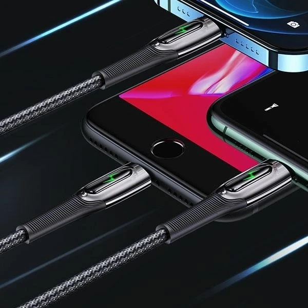 USAMS opletený kábel USB-C do Lightning Smart Power-off 20 W PD kábel 1,2 m tmavozelený