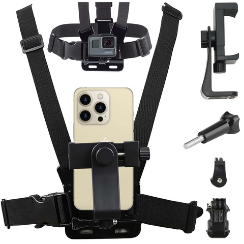 Спортивний ремінь Alogy Chest нагрудний тримач для фотоапарата, камер GoPro, телефону універсальний Black