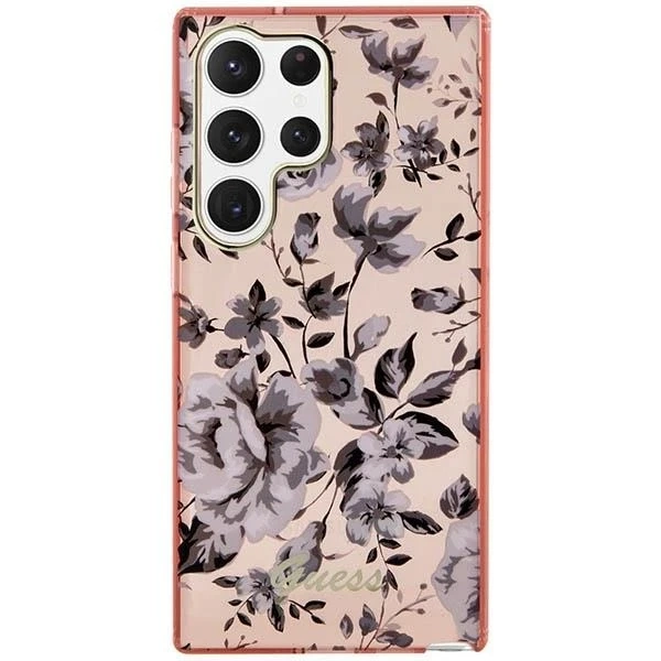 Guess GUHCS23LHCFWSP case for Samsung Galaxy S23 Ultra S918 pink/pink hardcase Flower Collection
