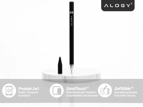 Alogy 2-in-1 kapazitiver Touch-Stift für Telefon-Tablet-Bildschirm mit Stift Schwarz