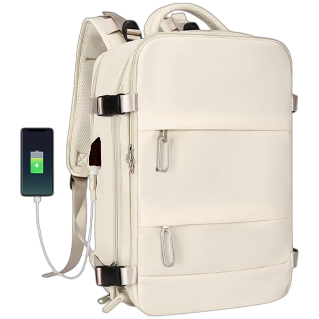 Women's Laptop Backpack Travel Suitcase Luggage for Plane Work School 45x30x20cm Alogy Beige