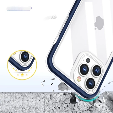 Clear 3in1 case for iPhone 13 Pro Max gel cover with frame blue