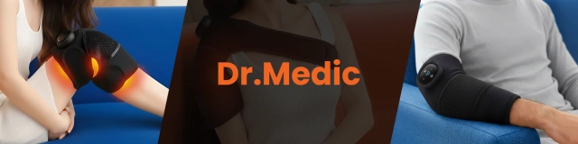 Vyhrievací pás s masážou na koleno, lakeť alebo rameno – vyhrievanie, úľava od bolesti kĺbov, rehabilitácia, termoterapia – Dr.Medic FlexTherm™ Black