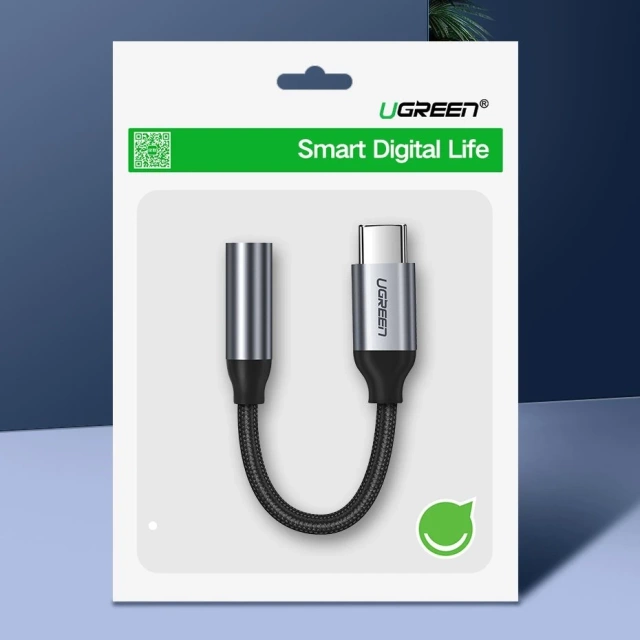 Ugreen sluchátkový adaptér 3,5 mm mini jack na USB typu C 10 cm šedý (30632)