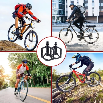 Plattform-Fahrradpedale für MTB-Fahrräder, Aluminium 9/16" Schwarzes Aluminium-Set [2 Stk.]
