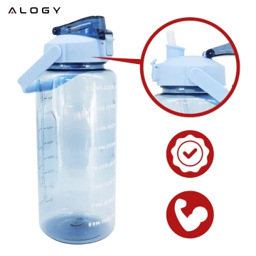 Large glass bottle water bottle drinking drinks Alogy Motivational measuring cup 1l 1000ml silicone case Olive