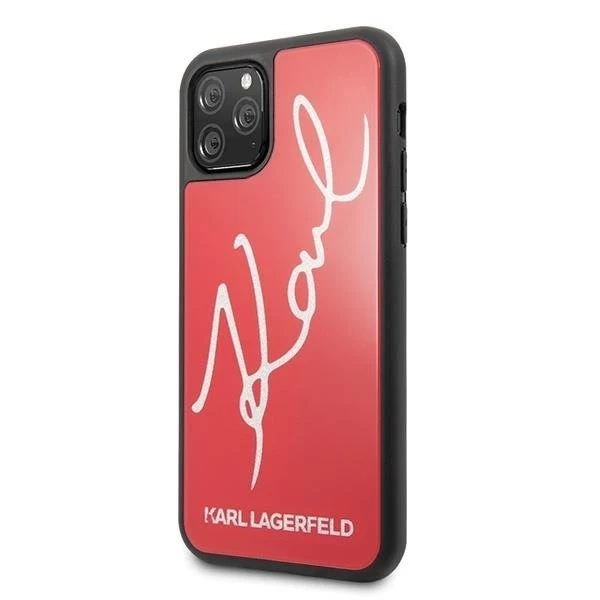 Karl Lagerfeld KLHCN65DLKSRE iPhone 11 Pro Max černý/červený pevný obal Signature Glitter