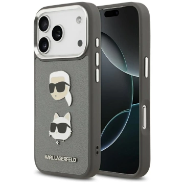 Etui Ochronne do iPhone 17 Pro Karl Lagerfeld FW Grained K&C Pins MagSafe Szary