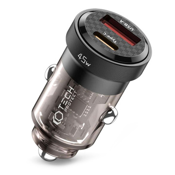 CC45W USB nabíječka do auta USB-C Typ C 2portová nabíječka do auta PowerDelivery PD 45W QuickCharge QC 3.0 černá