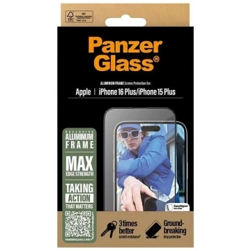 Загартоване скло для iPhone 16 Plus PanzerGlass Protector Screen Protector Aluminium Frame Ultra-Wide Fit with Aluminium Frame