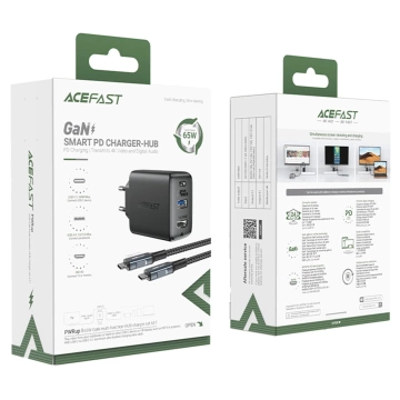 Acefast 2in1 wall charger GaN 65W USB Type C / USB, HDMI adapter 4K@60Hz (set with cable) black (A17 black)