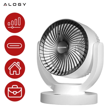 Malý ventilátor Mini stolní ventilátor Přenosný bezdrátový tichý bílý