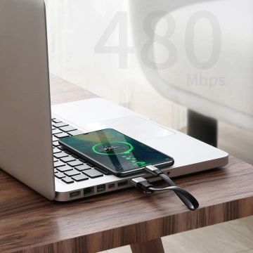 BASEUS SC5A/QC3.0 KABEL TYPU C 23CM ŠEDÝ