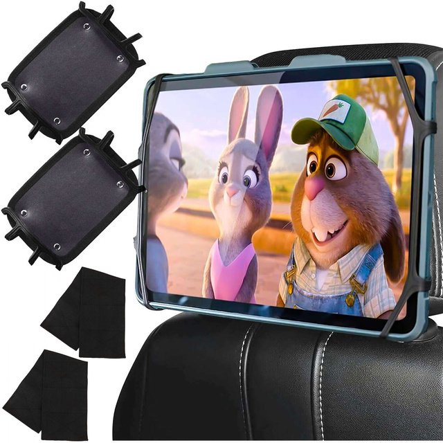 2x Автомобільний тримач на міцній липучці для зчитування планшетного телефону Alogy Car гнучкий чорний