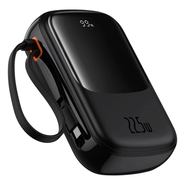 Powerbanka Baseus Qpow Pro 20000mAh 22,5W so vstavaným káblom USB-C a displejom - čierna