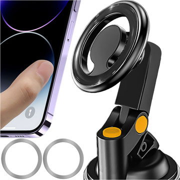 Magnetic car phone holder for car, car, window, cockpit, dashboard, phone, Mag Safe Alogy, Black