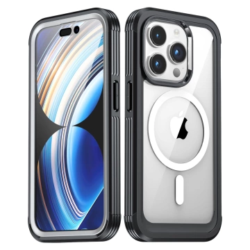 Ochranný kryt na telefón pre Apple iPhone 16 Pro Max Alogy Shield360 MagCase™️ pre MagSafe s ochranou displeja a fotoaparátu, čierny