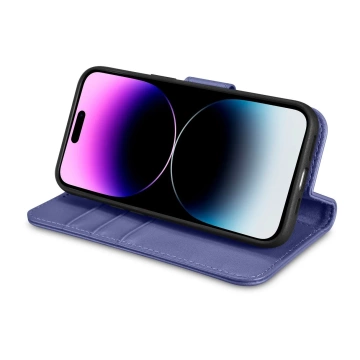 Peňaženka iCarer 2v1 kryt iPhone 14 Pro Max kožený flipový kryt Anti-RFID svetlofialový (WMI14220728-LP)