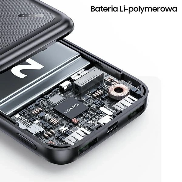 USAMS Powerbank PB60 20000mAh 22.5W 2xQC3.0 PD Fast Charge чорний/чорний 20KCD16801 (US-CD168)